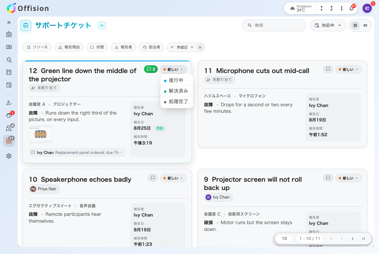 状態のピルは、そのチケットが今いない 3 つの状態を出す。