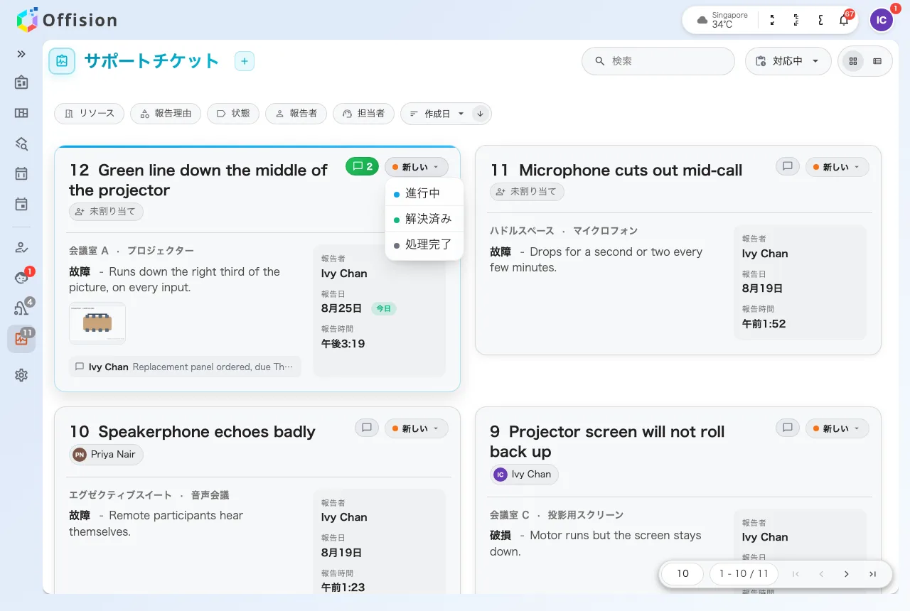状態のピルは、そのチケットが今いない 3 つの状態を出す。