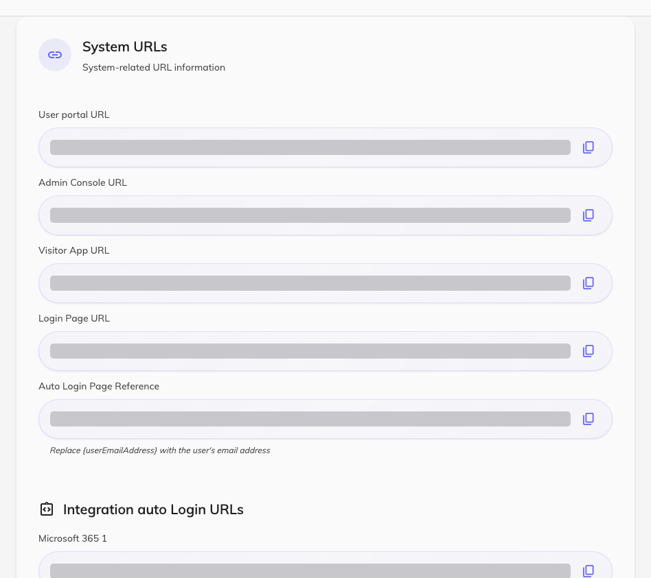 System URLs, with the addresses another system sends people to.
