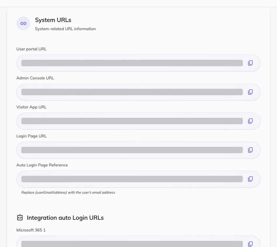 System URLs, with the addresses another system sends people to.