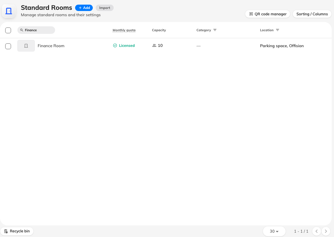 The room is plainly there in the admin list.