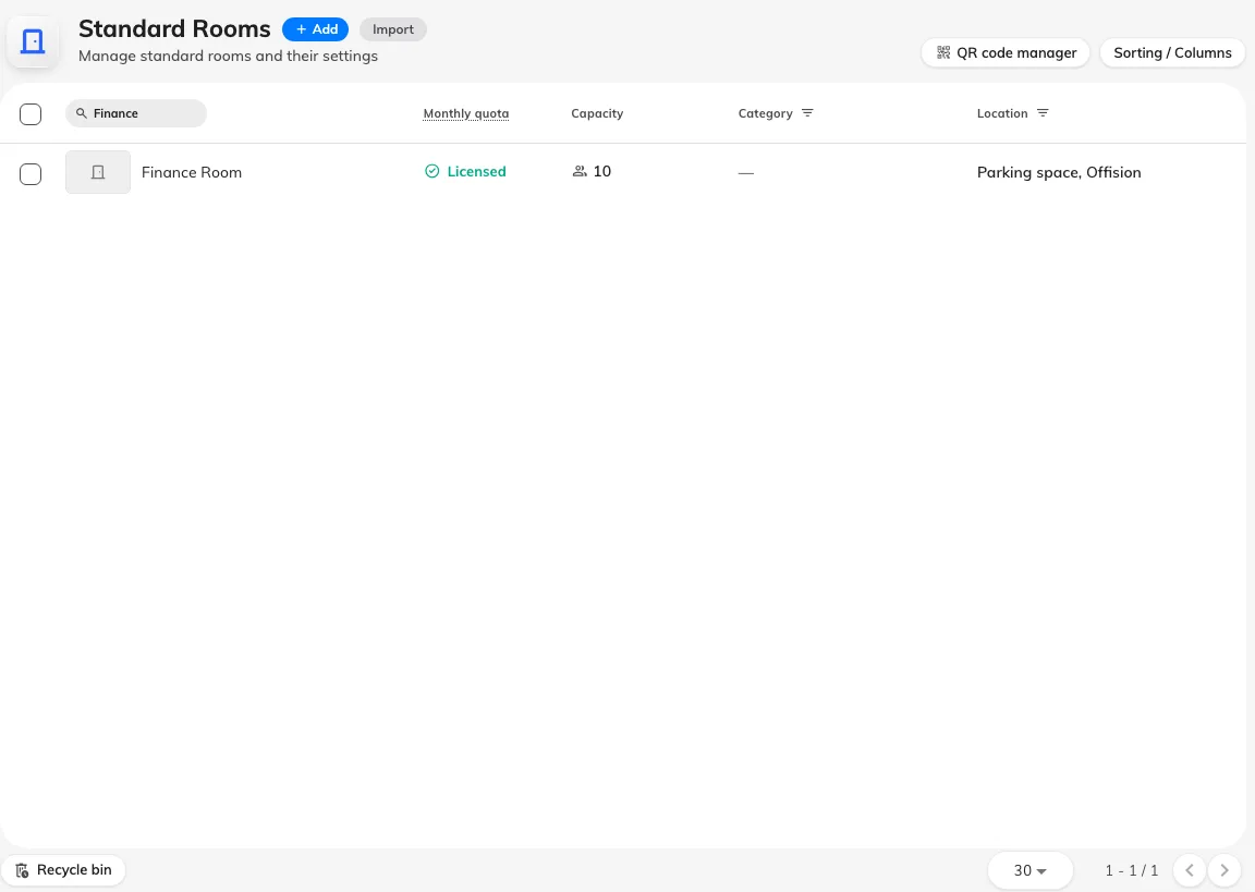 The room is plainly there in the admin list.