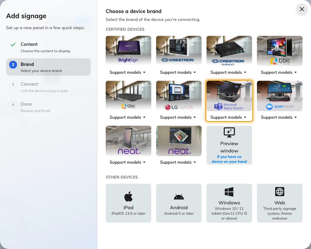 Microsoft Teams room device, in the certified devices grid.