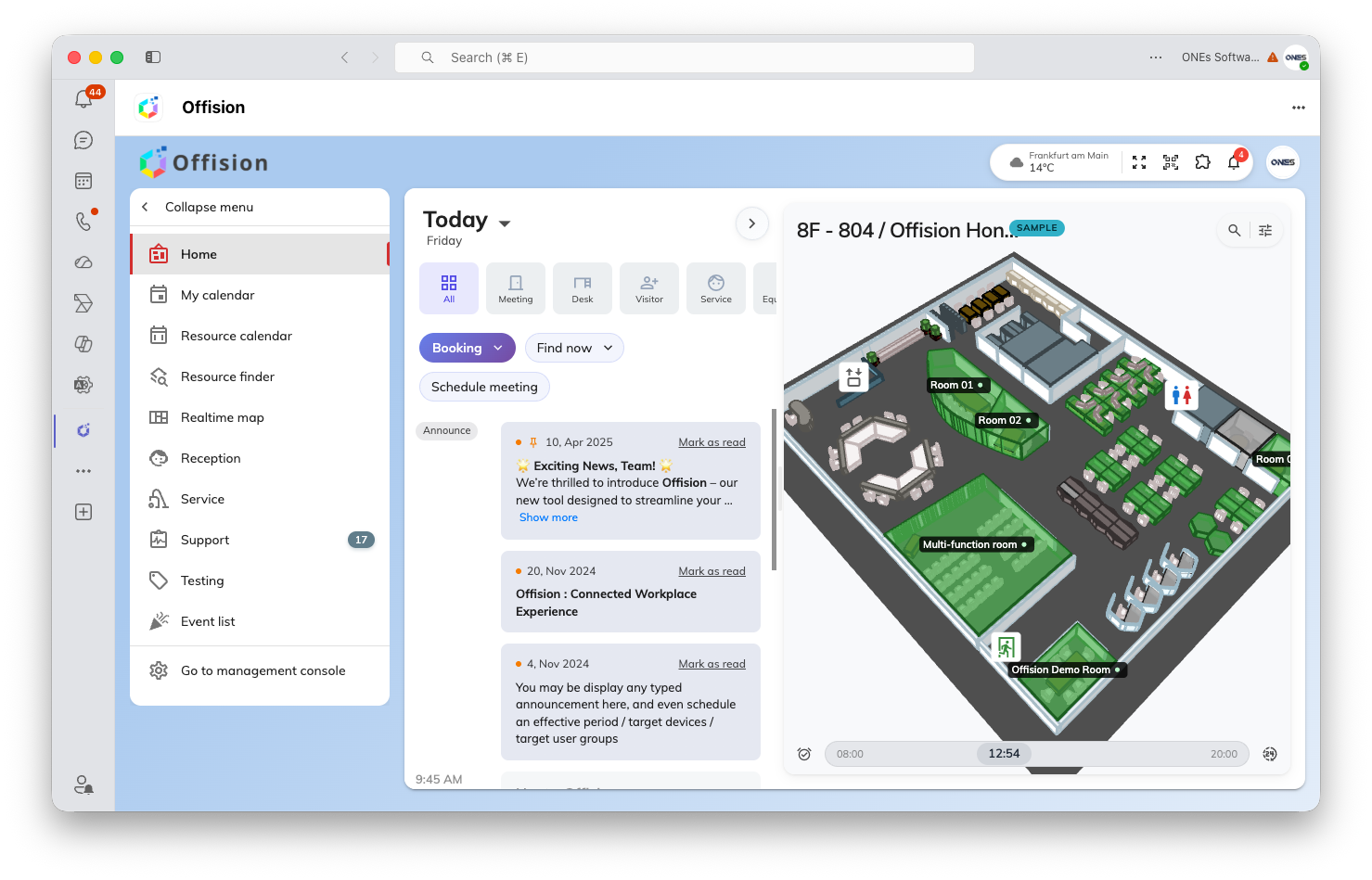 Offision running as a personal tab. The same home screen, inside Teams.