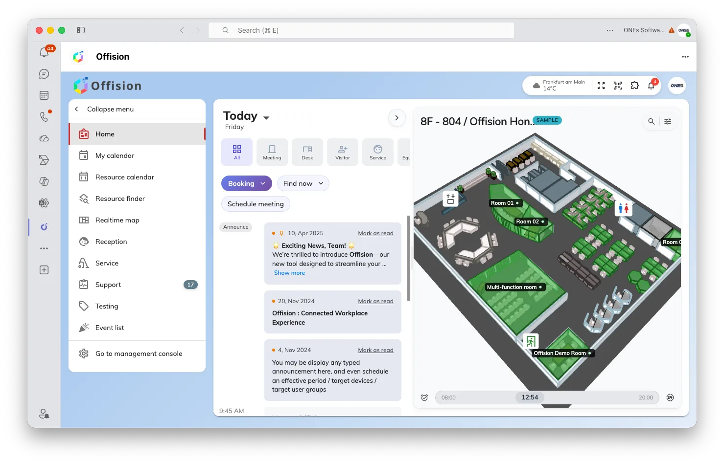Offision running as a personal tab. The same home screen, inside Teams.