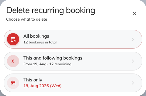 The scope question. Each choice says how many bookings it covers.
