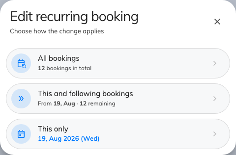 The scope question, with how many bookings each choice covers.