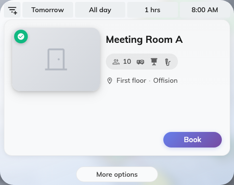 Find now: rooms that are free for the length of time you asked for.