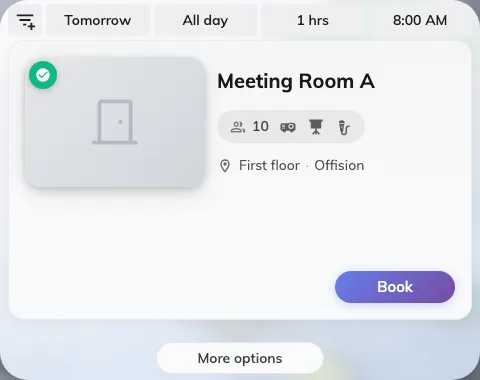 Find now: rooms that are free for the length of time you asked for.