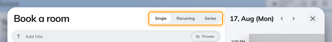 Single, Recurring and Series, at the top of the form.