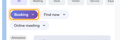 The quick actions on the app home. Booking opens the form; Find now skips it.