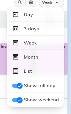 The view menu, with the two display toggles under the spans.