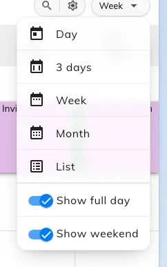 The view menu, with the two display toggles under the spans.