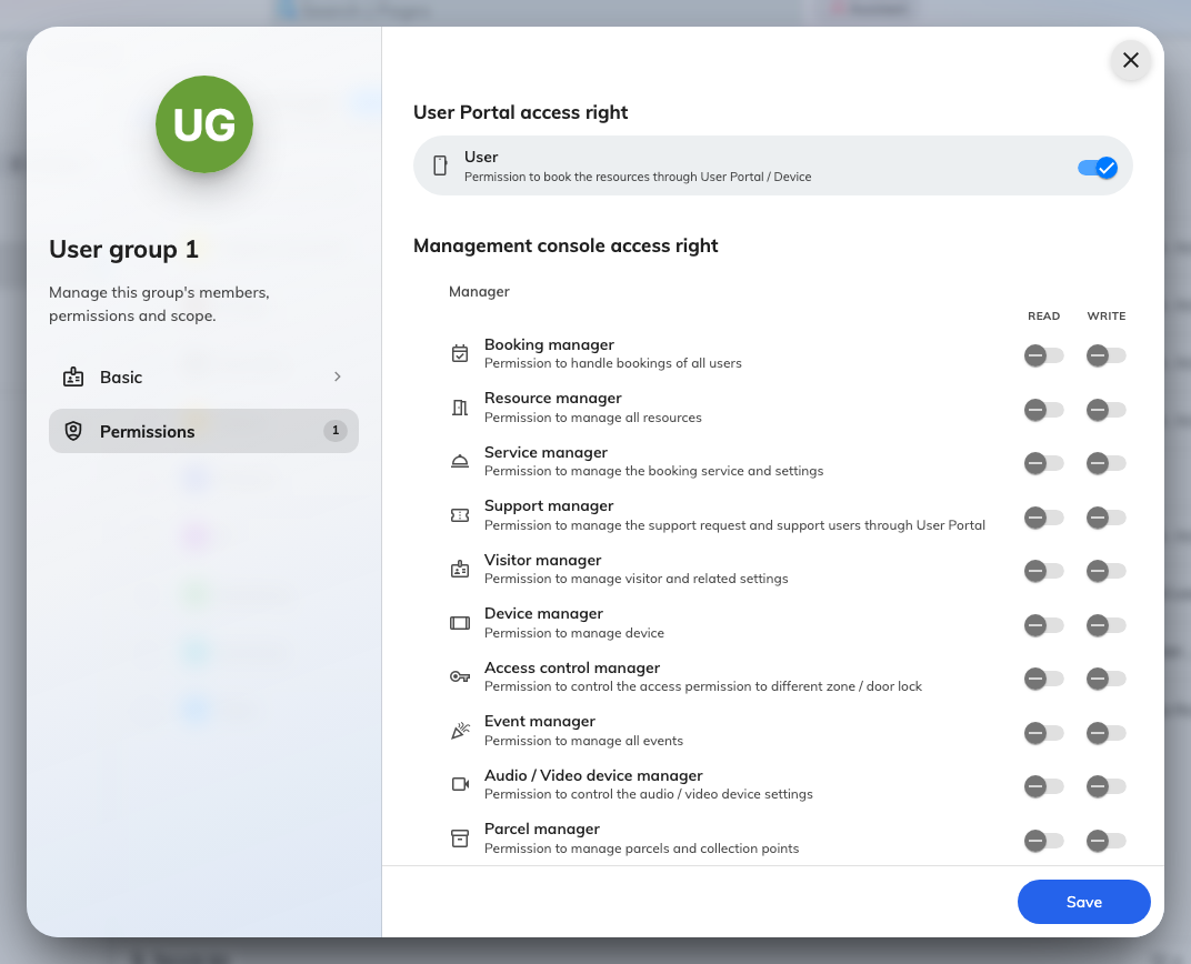 Most groups need only User. Manager roles come in Read and Write pairs.