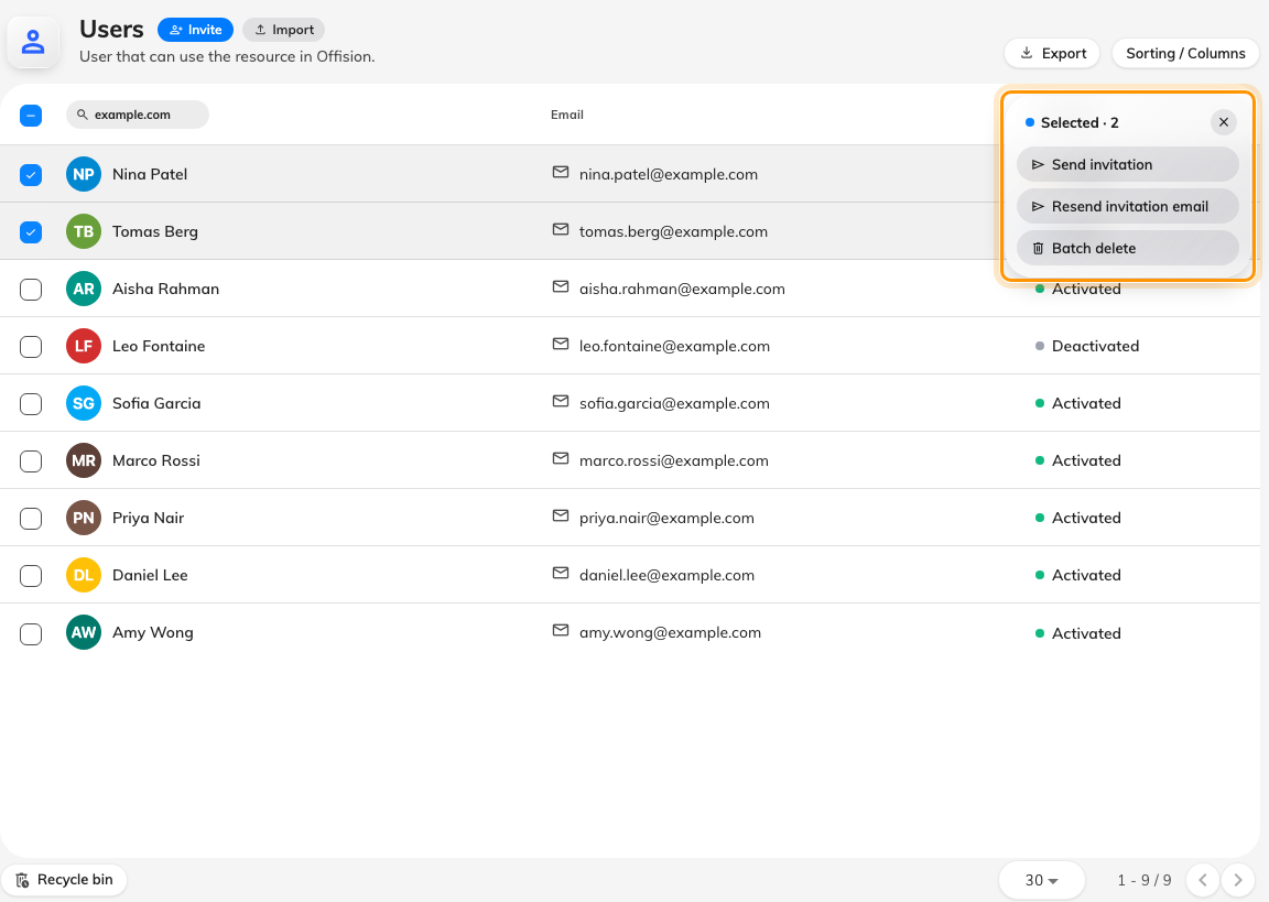 Select the stragglers and send or resend their invitations in one batch.