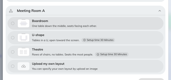 One row per room. The pictures are what people choose from.