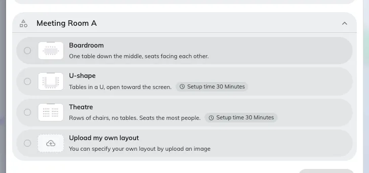 One row per room. The pictures are what people choose from.