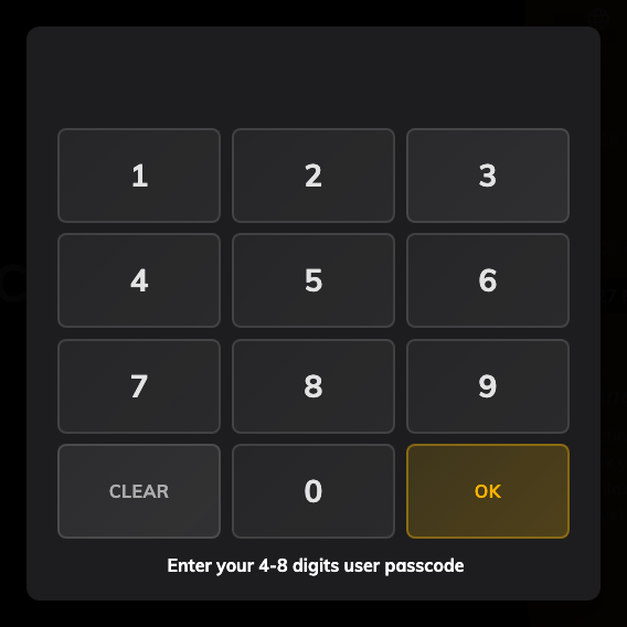 The number pad, with a reminder of how many digits to expect.