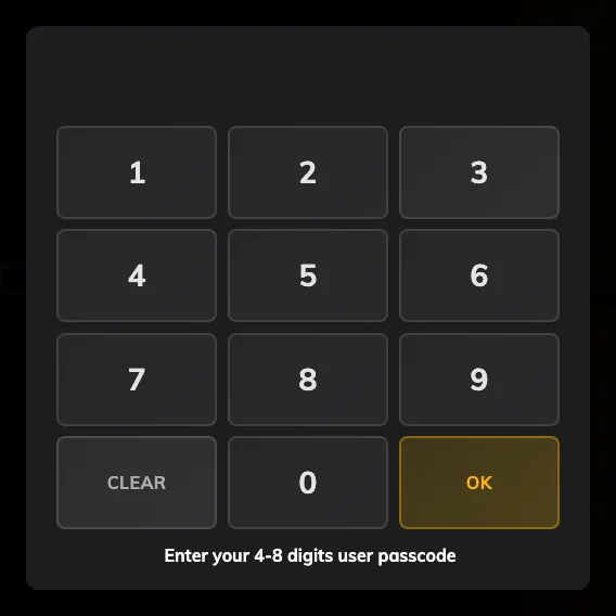 The number pad, with a reminder of how many digits to expect.