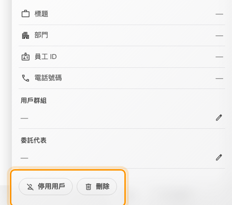 兩個動作都位於該使用者面板的底部。