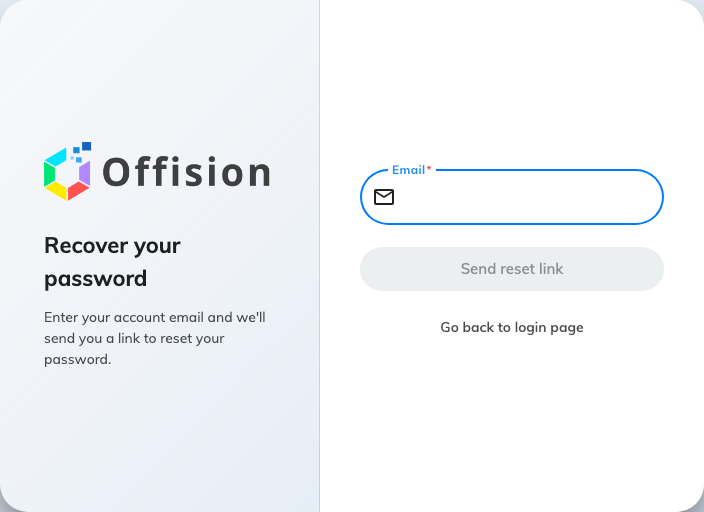 Recover your password. One address, one button.