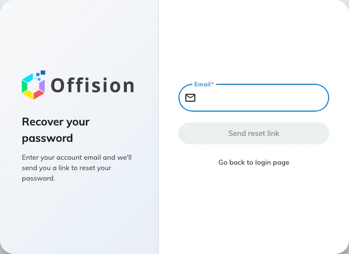 Recover your password. One address, one button.