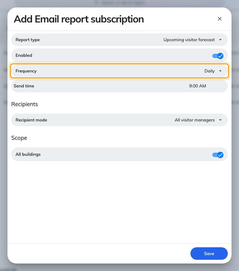 Frequency and send time decide when the email goes out.
