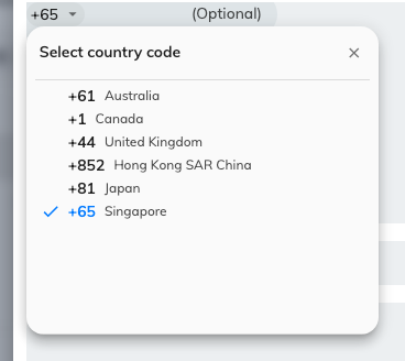 The same list, on the invitation form — this is what the person inviting a visitor sees.