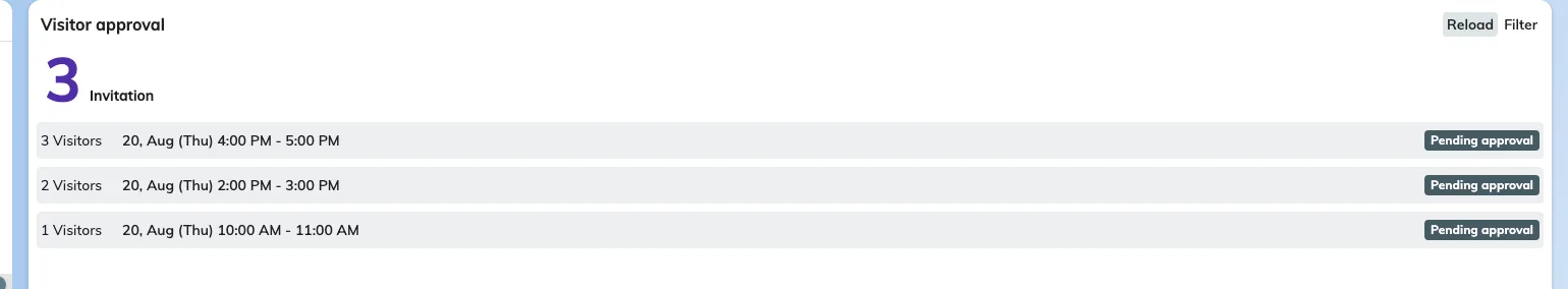 Visitor approval in the app, with what is waiting to be decided.