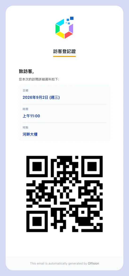 關閉顯示外部通行證編碼之後的同一封郵件:只剩 QR。
