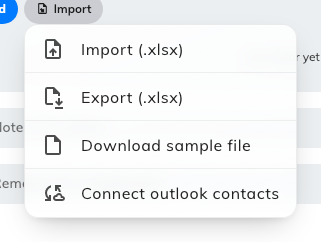 Import, export, and the sample spreadsheet. Computers only.