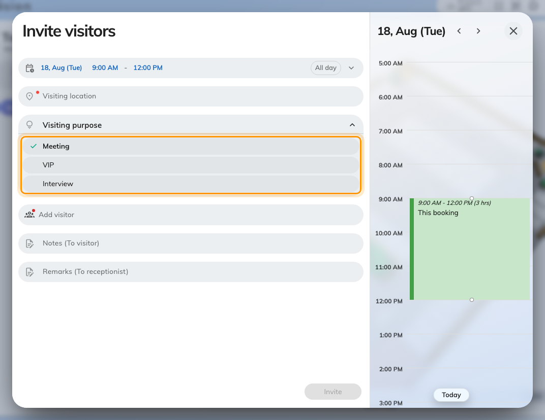 The visiting purposes your company has defined. One is the default.