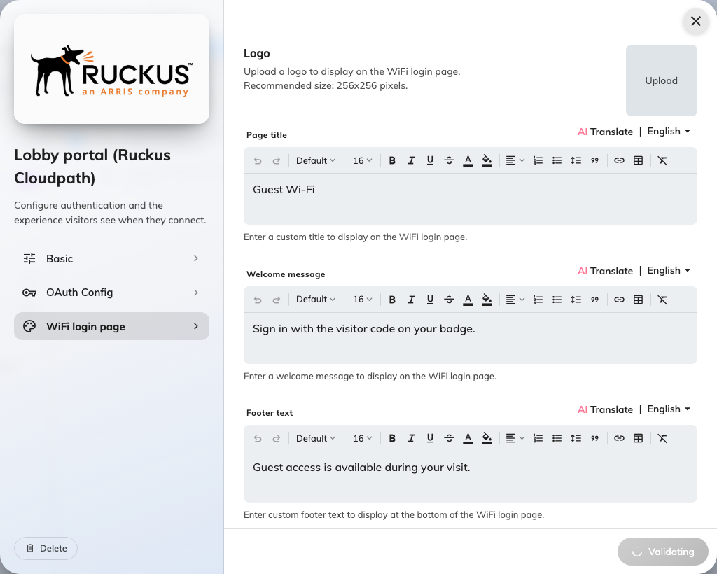 The login page design — the browser page visitors sign in on.