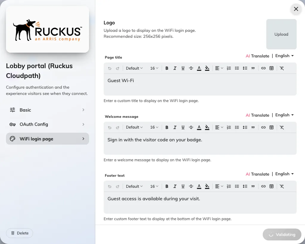 The login page design — the browser page visitors sign in on.