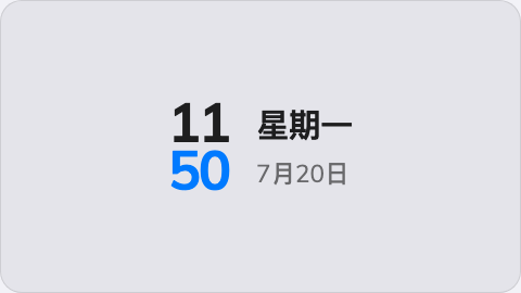 放在資訊卡片上的鐘。