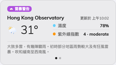 詳細卡片,頂上是警告信號的標籤。