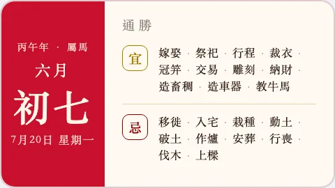 資訊卡片上的通勝。