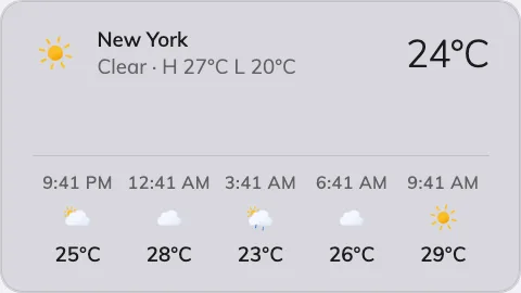 The Weather widget's Classic card.