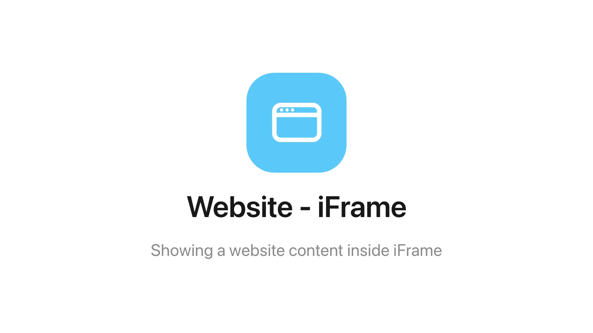 The Website - iFrame widget on the main stage.
